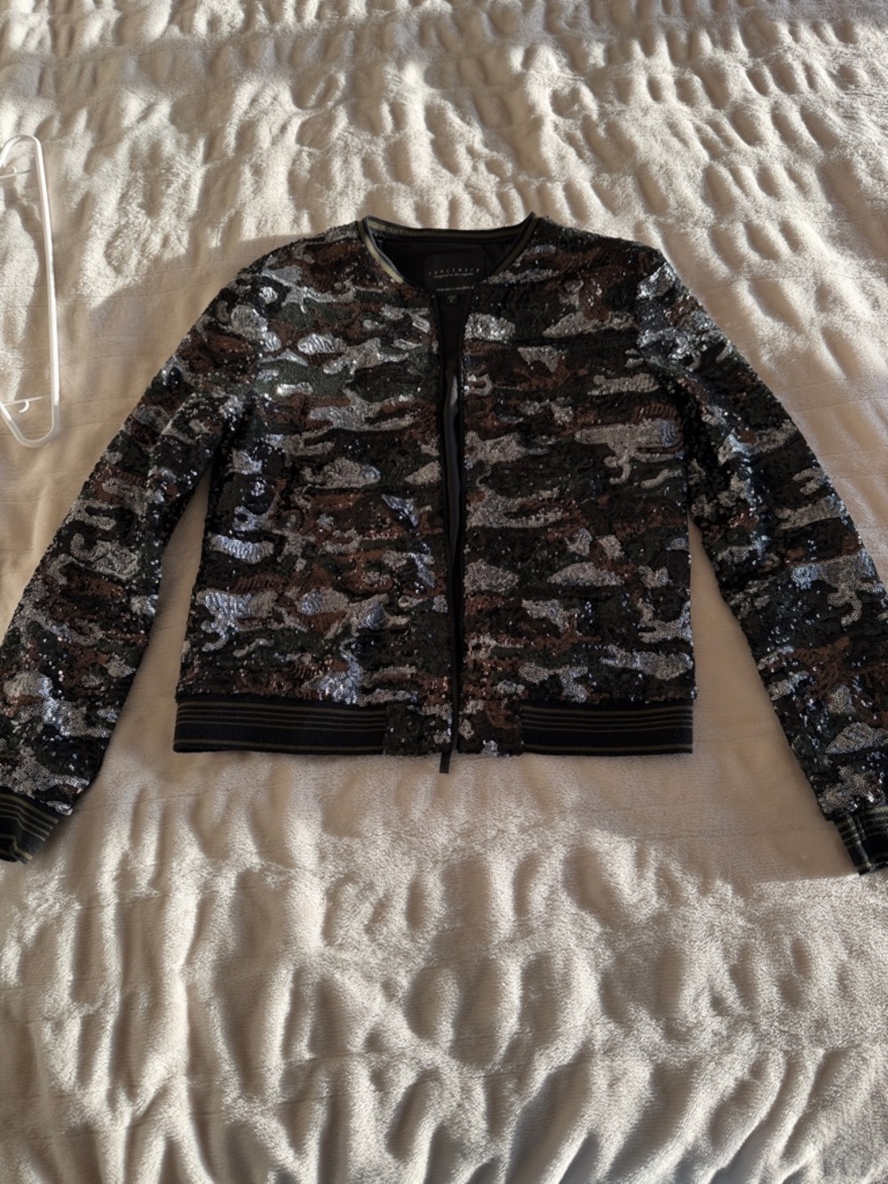 Sanctuary Sequin Camo Bomber Jacket - Black & Brown